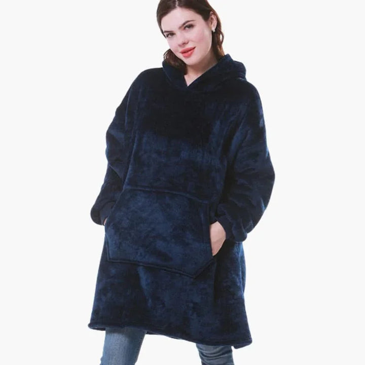 Kobiety - Duży Koc z Kapturem i Kieszenią Kangurką