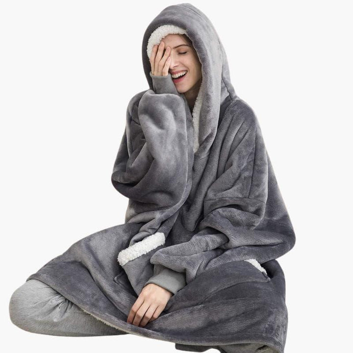 Kobiety - Duży Koc z Kapturem i Kieszenią Kangurką