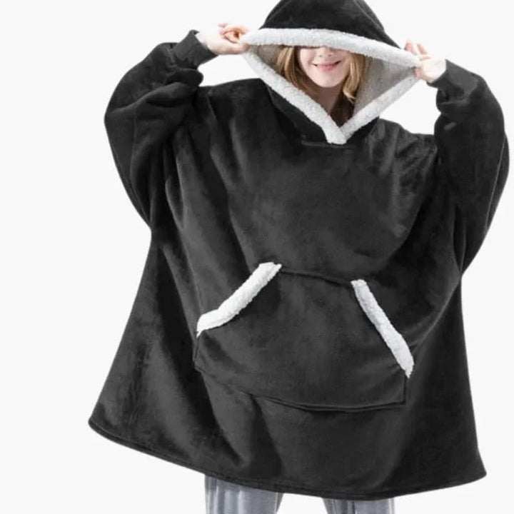 Kobiety - Duży Koc z Kapturem i Kieszenią Kangurką