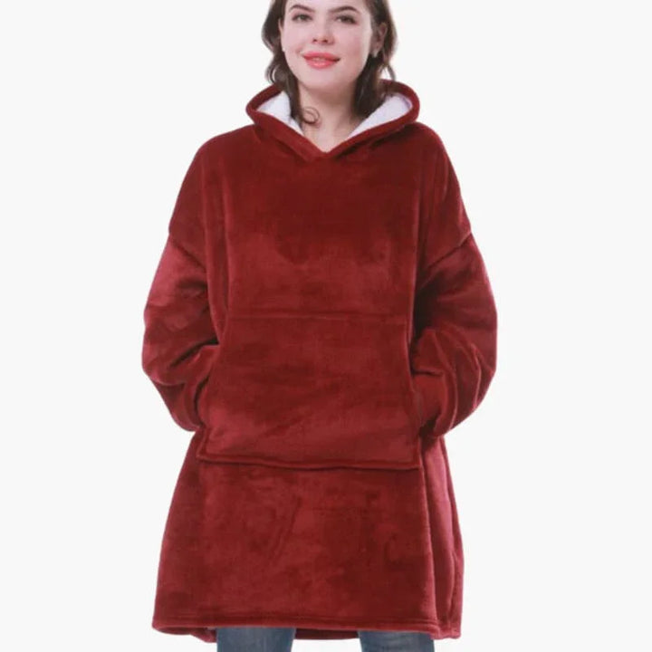 Kobiety - Duży Koc z Kapturem i Kieszenią Kangurką