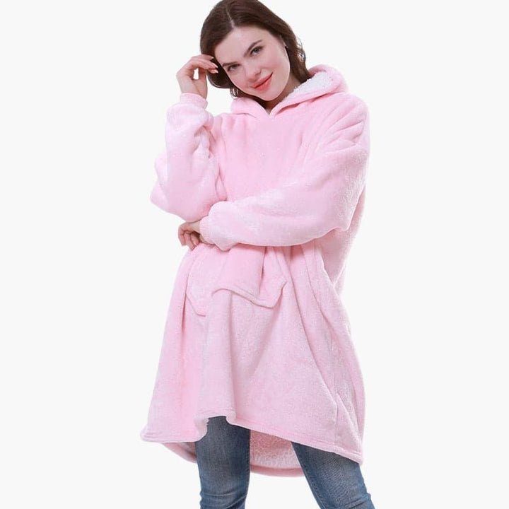 Kobiety - Duży Koc z Kapturem i Kieszenią Kangurką