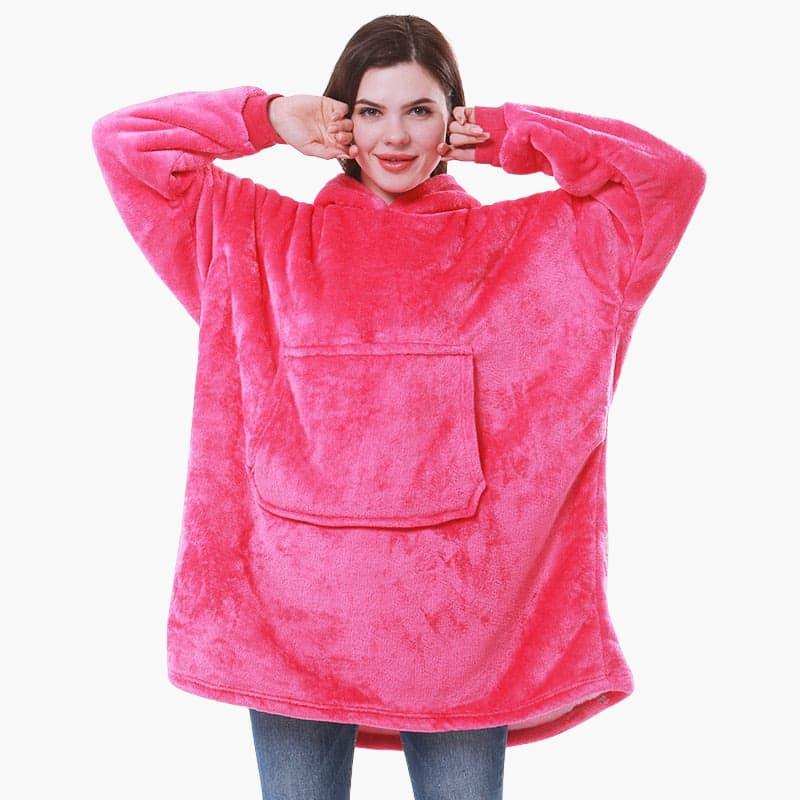 Kobiety - Duży Koc z Kapturem i Kieszenią Kangurką