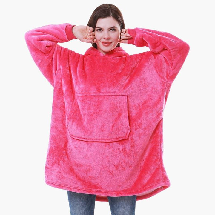 Kobiety - Duży Koc z Kapturem i Kieszenią Kangurką