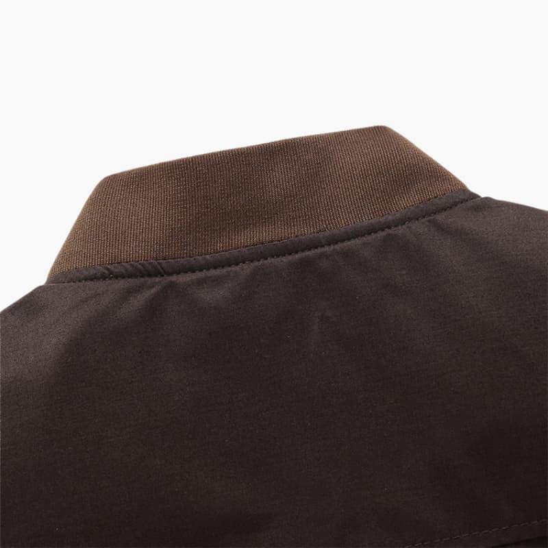 Męska Vintage Kurtka Bomberka z Zapięciem na Guziki i Prążkowanym Wykończeniem