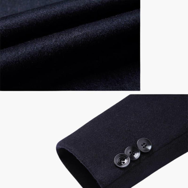 Męski jednorzędowy płaszcz z klapowanym kołnierzem i zapięciem na guziki