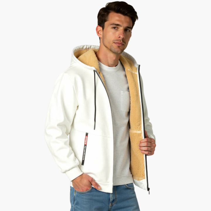 Bluza męska na zamek z pluszową podszewką i regulowanym kapturem