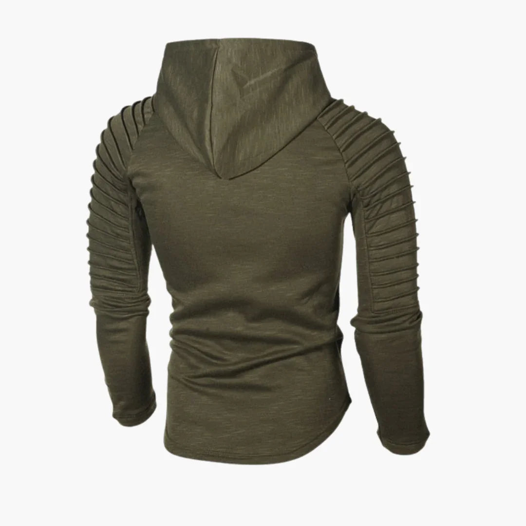 Bluza z kapturem dla mężczyzn z prążkowanymi rękawami i sznurkiem