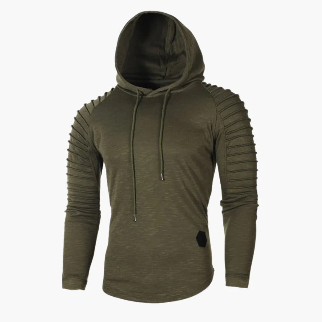 Bluza z kapturem dla mężczyzn z prążkowanymi rękawami i sznurkiem