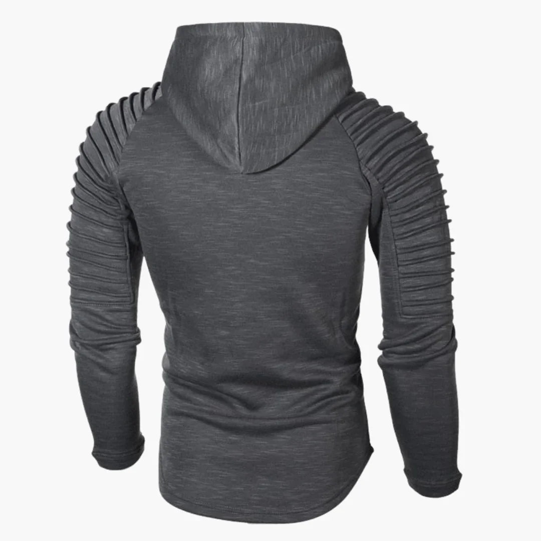 Bluza z kapturem dla mężczyzn z prążkowanymi rękawami i sznurkiem