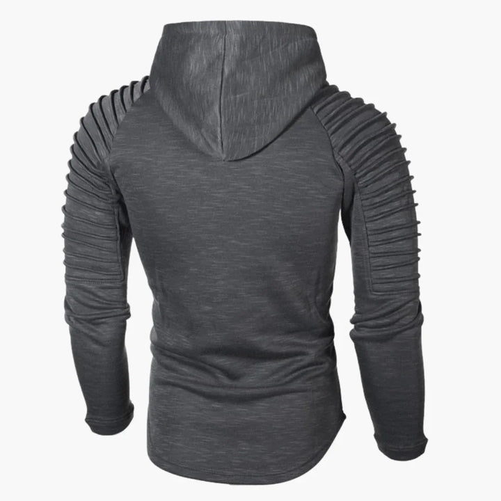 Bluza z kapturem dla mężczyzn z prążkowanymi rękawami i sznurkiem