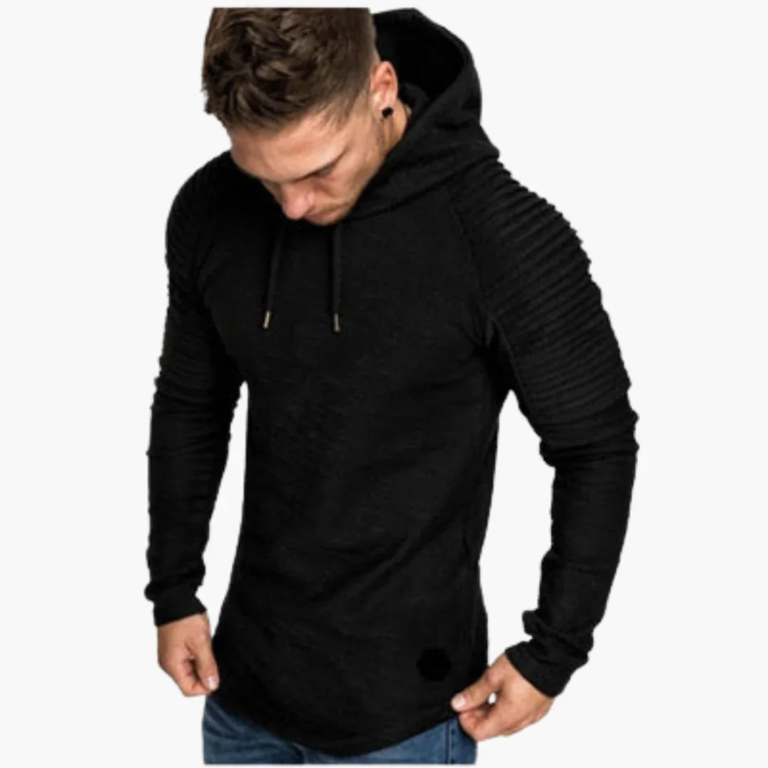 Bluza z kapturem dla mężczyzn z prążkowanymi rękawami i sznurkiem