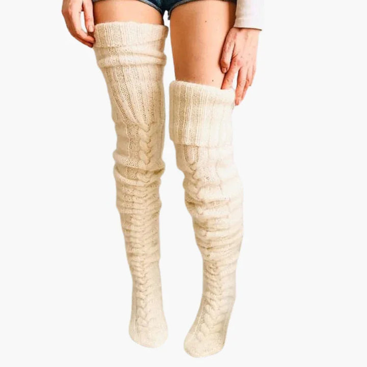Ciepłe wełniane pończochy za kolano