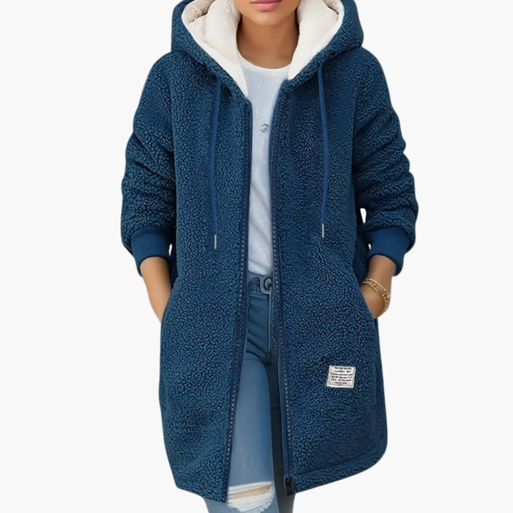 Damska bluza polarowa z kapturem, zamkiem z przodu i kieszeniami bocznymi