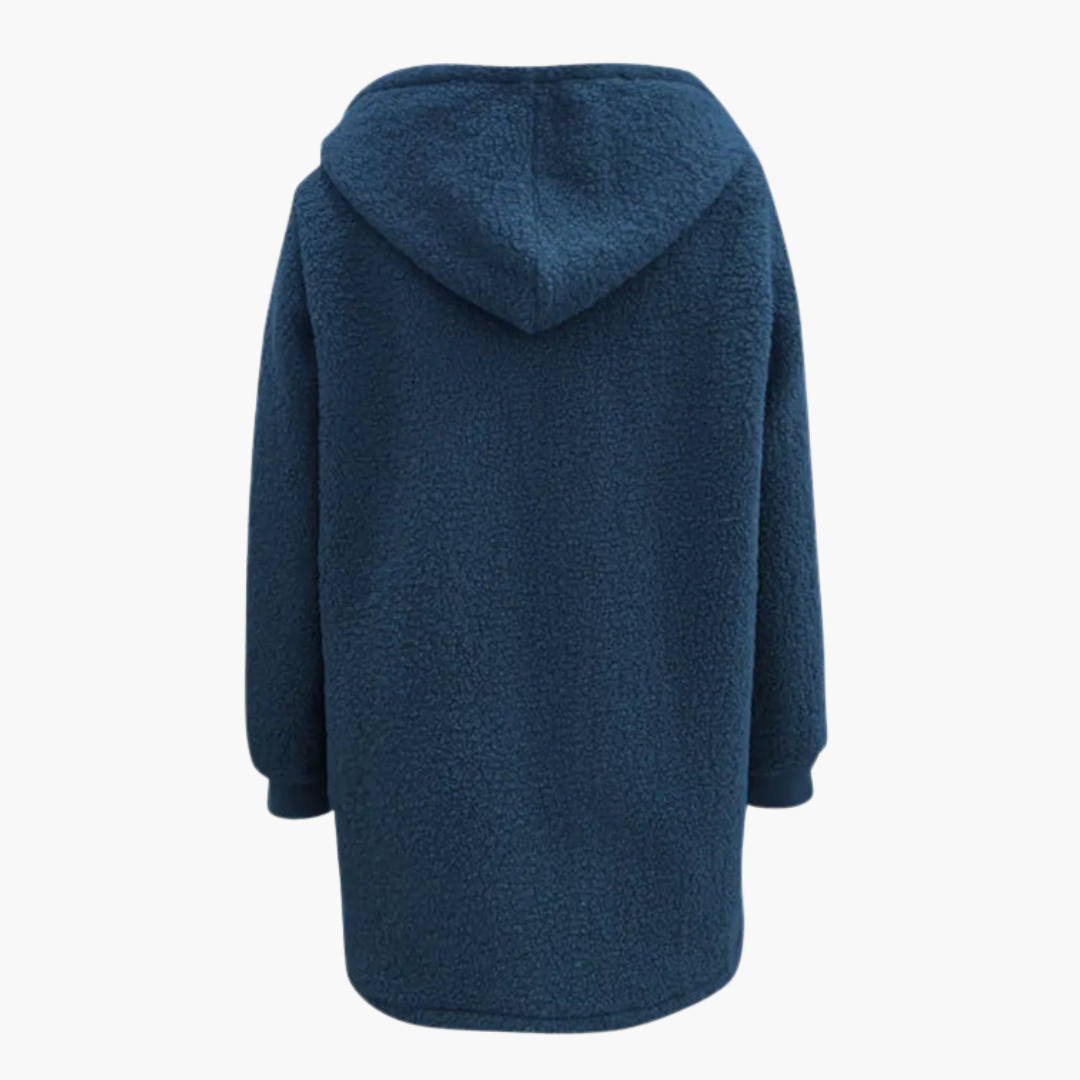 Damska bluza polarowa z kapturem, zamkiem z przodu i kieszeniami bocznymi