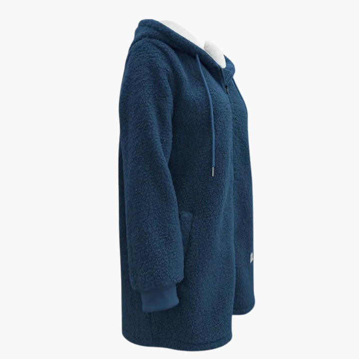 Damska bluza polarowa z kapturem, zamkiem z przodu i kieszeniami bocznymi