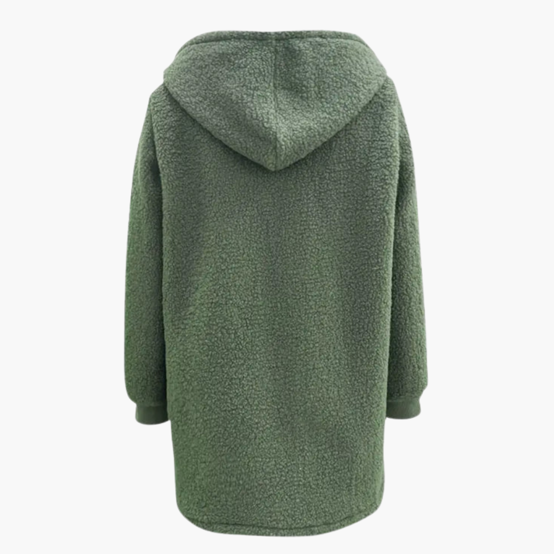 Damska bluza polarowa z kapturem, zamkiem z przodu i kieszeniami bocznymi