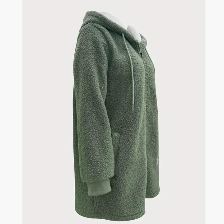 Damska bluza polarowa z kapturem, zamkiem z przodu i kieszeniami bocznymi