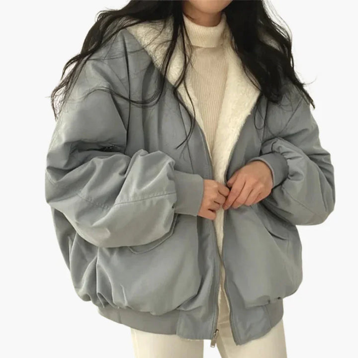 Dwustronna kurtka zimowa z podszewką z imitacji owczej skóry