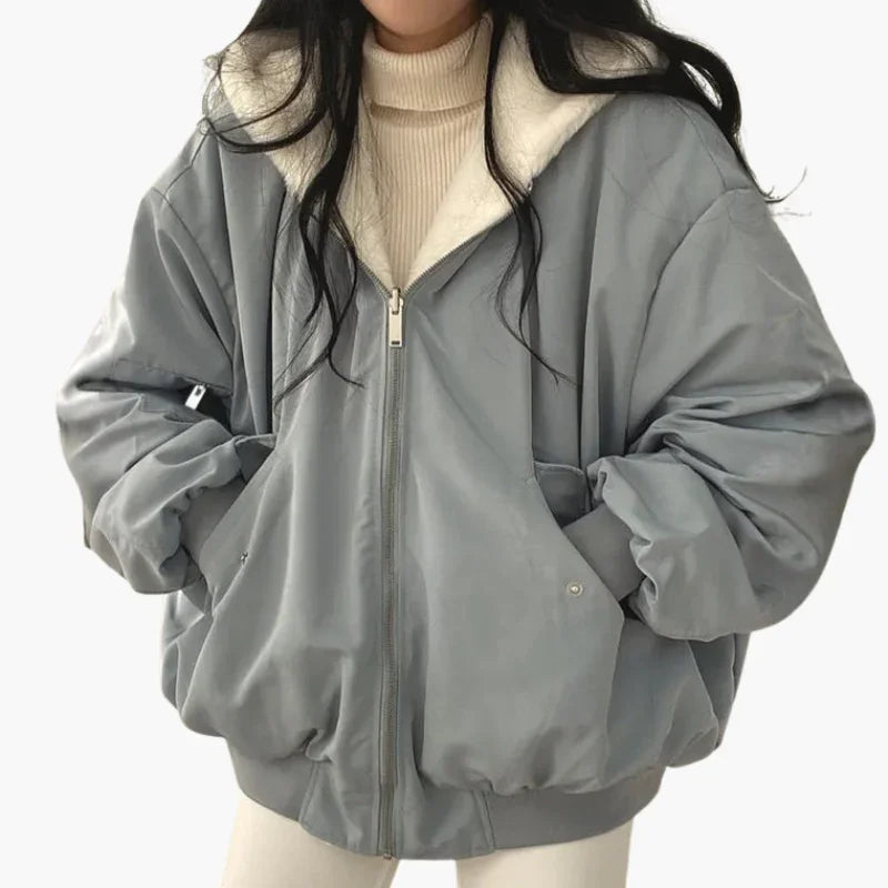 Dwustronna kurtka zimowa z podszewką z imitacji owczej skóry