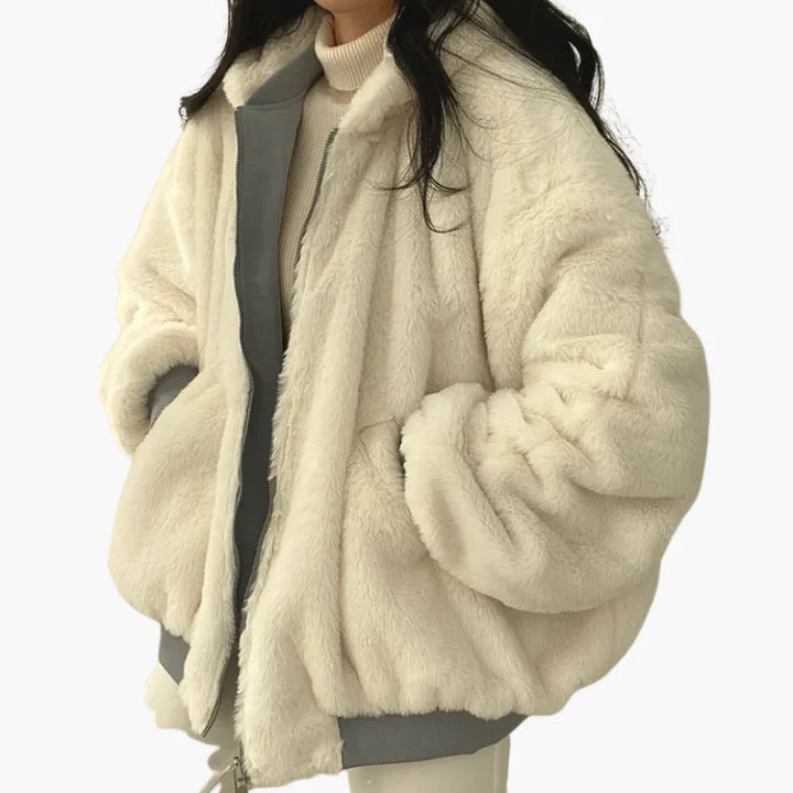 Dwustronna kurtka zimowa z podszewką z imitacji owczej skóry