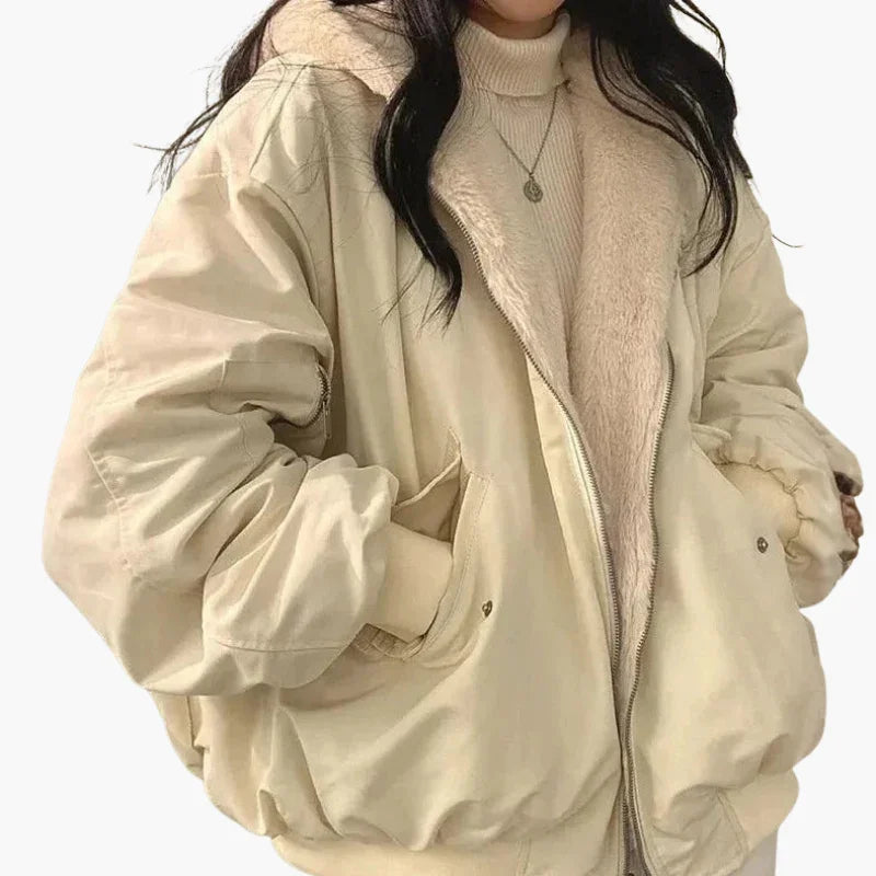 Dwustronna kurtka zimowa z podszewką z imitacji owczej skóry