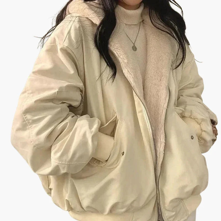 Dwustronna kurtka zimowa z podszewką z imitacji owczej skóry