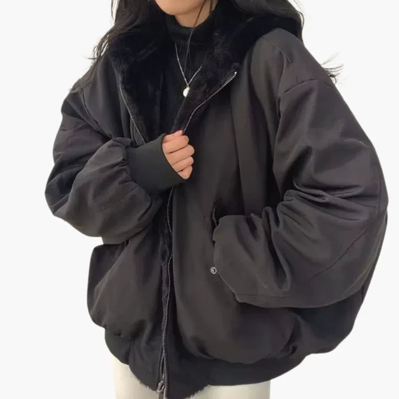 Dwustronna kurtka zimowa z podszewką z imitacji owczej skóry