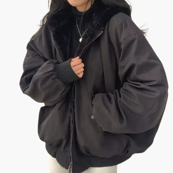 Dwustronna kurtka zimowa z podszewką z imitacji owczej skóry