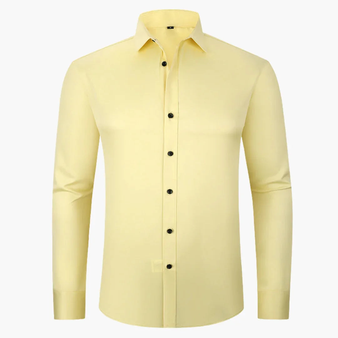 Koszula męska z długim rękawem elastyczna zapinana na guziki z klasycznym kołnierzykiem