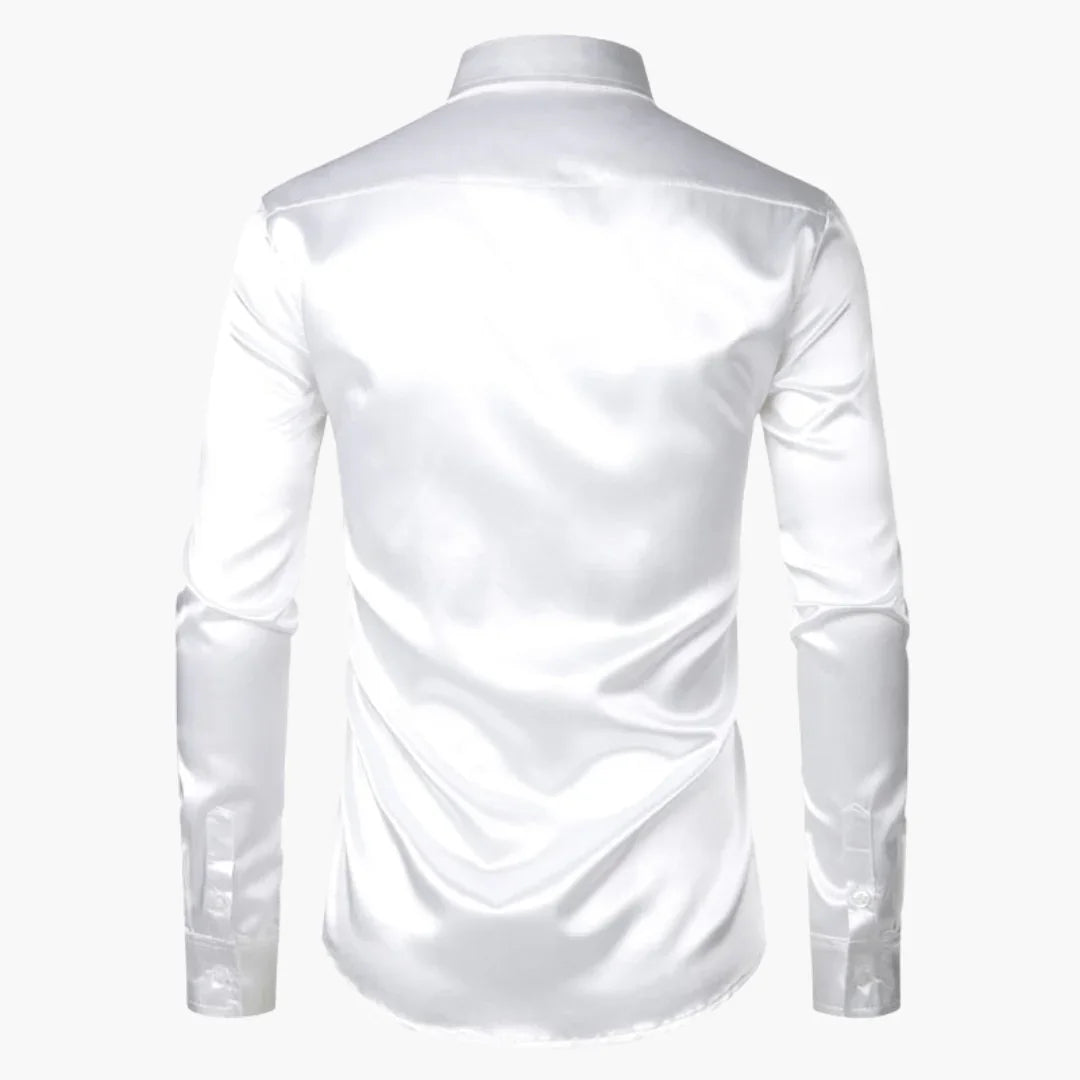 Koszula męska z satynowym wykończeniem, zapięciem na guziki i klasycznym kołnierzykiem