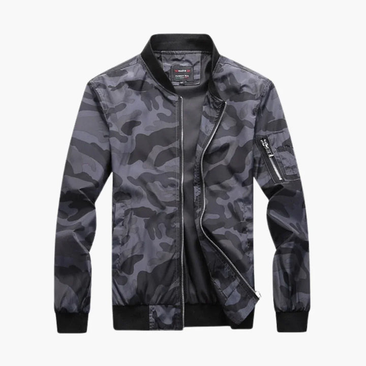 Kurtka bomberka męska z wzorem kamuflażu i kieszeniami na suwak