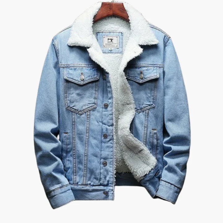 Kurtka jeansowa męska z podszewką sherpa
