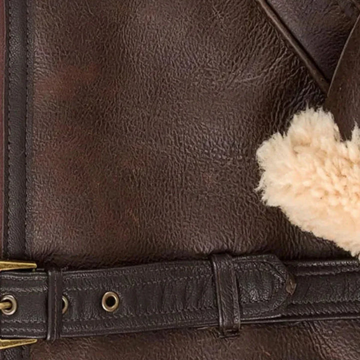 Kurtka lotnicza męska z podszewką z futra i przednim zamkiem