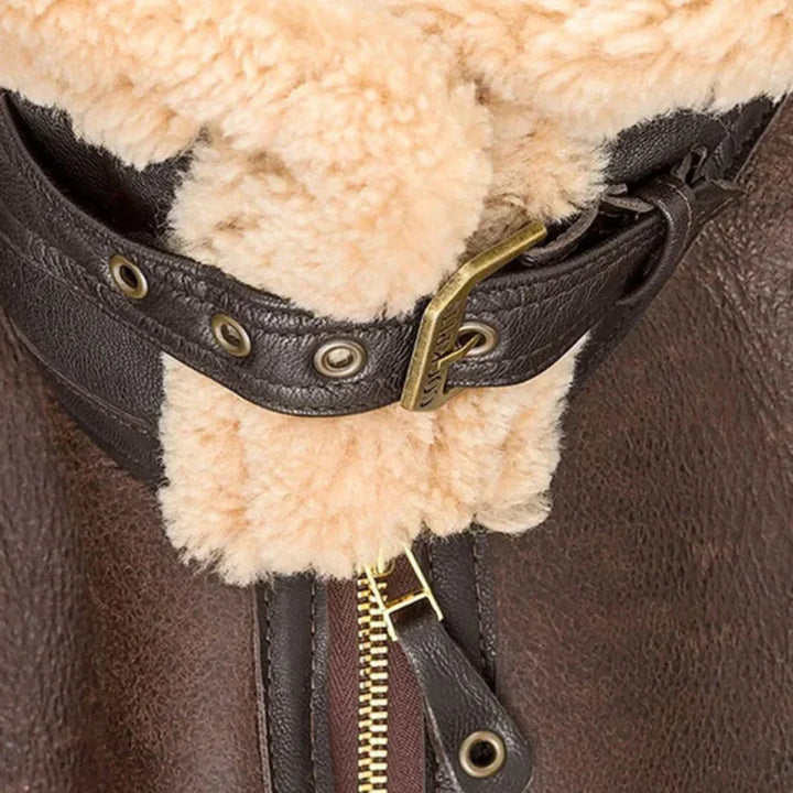 Kurtka lotnicza męska z podszewką z futra i przednim zamkiem