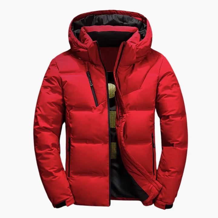 Kurtka zimowa męska z kapturem i kieszeniami na zamek