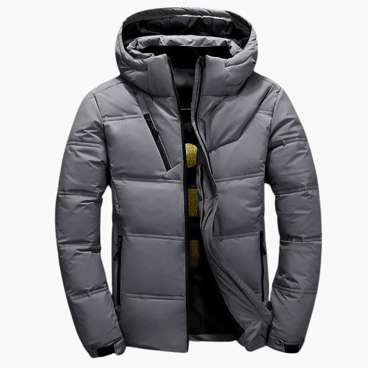 Kurtka zimowa męska z kapturem i kieszeniami na zamek