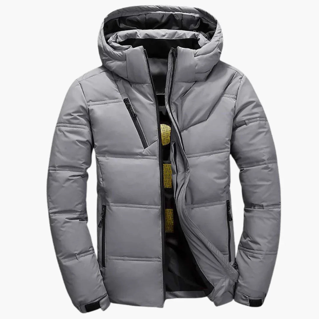 Kurtka zimowa męska z kapturem i kieszeniami na zamek