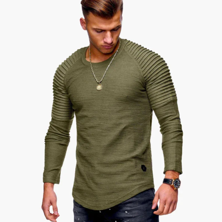Męska bluza z długim rękawem i prążkowanymi rękawami