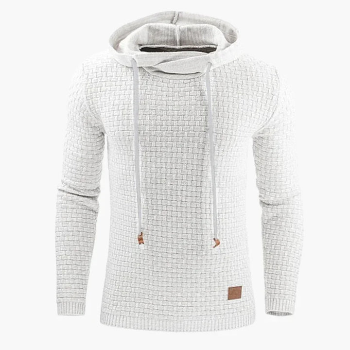 Męska dzianinowa bluza z kapturem o teksturowanym splocie