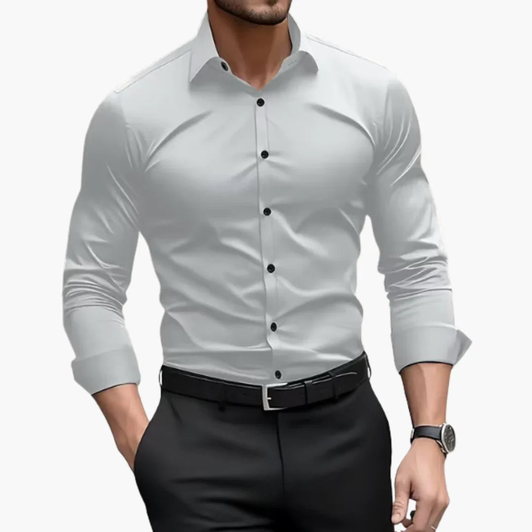 Męska koszula slim fit z zapięciem na guziki i długimi rękawami