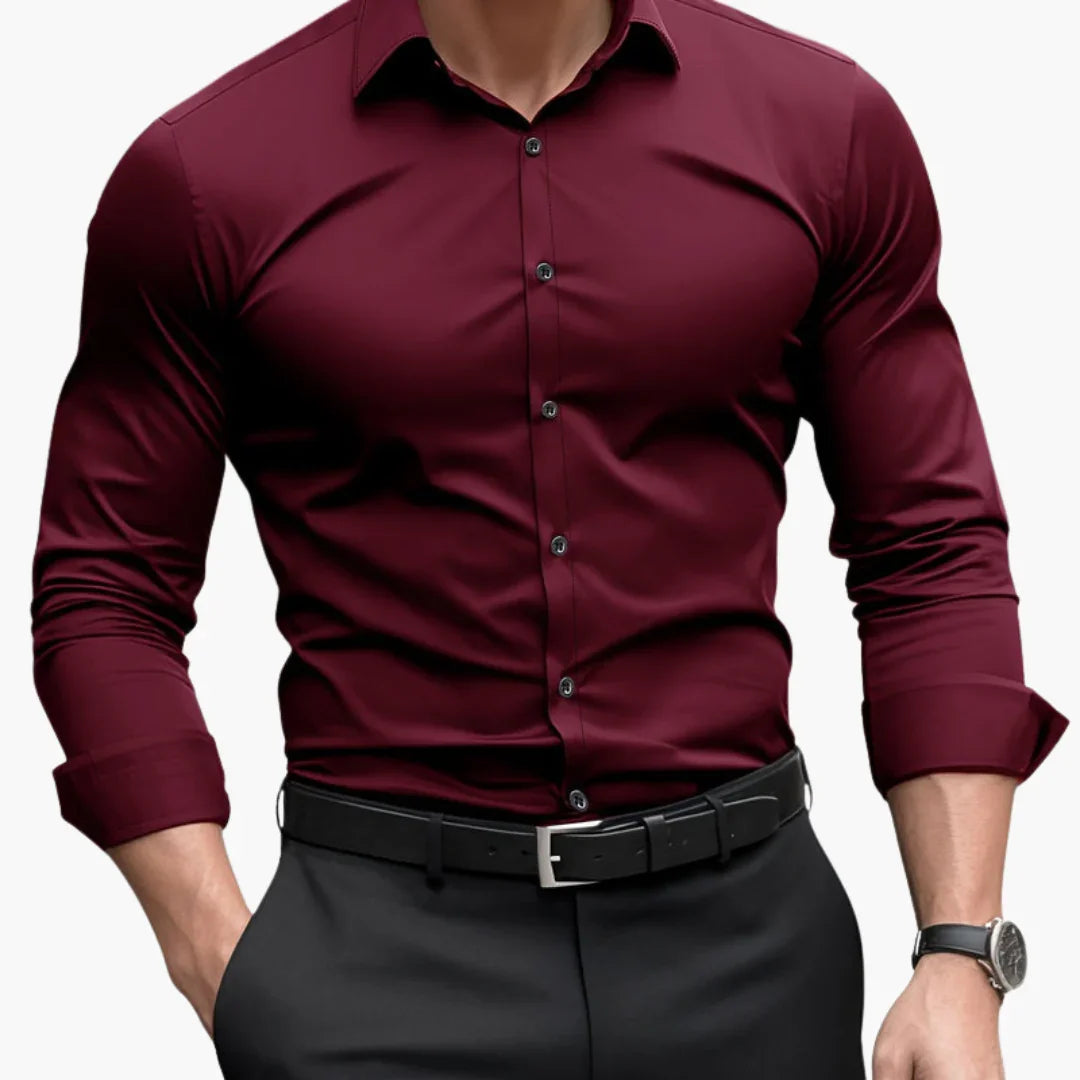 Męska koszula slim fit z zapięciem na guziki i długimi rękawami