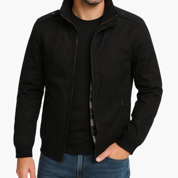 Męska kurtka przejściowa ze stójką i podszewką w kratę