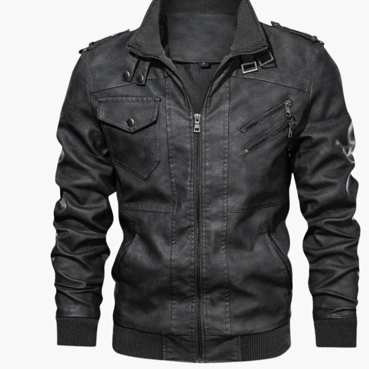 Męska kurtka z kapturem i wieloma kieszeniami na suwak