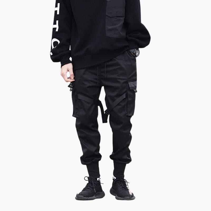 Męskie spodnie cargo typu jogger z regulowanymi paskami i kieszeniami bocznymi
