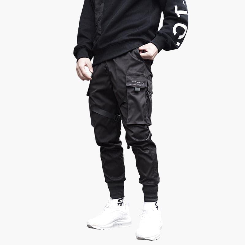 Męskie spodnie cargo typu jogger z regulowanymi paskami i kieszeniami bocznymi
