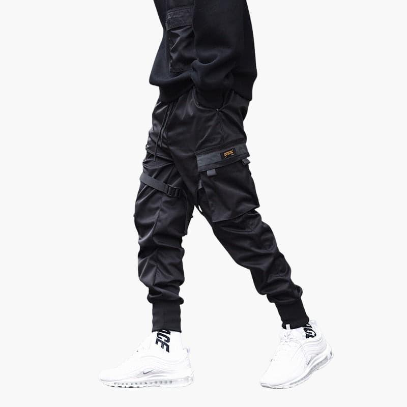 Męskie spodnie cargo typu jogger z regulowanymi paskami i kieszeniami bocznymi