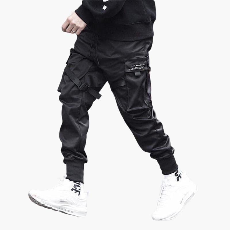 Męskie spodnie cargo typu jogger z regulowanymi paskami i kieszeniami bocznymi