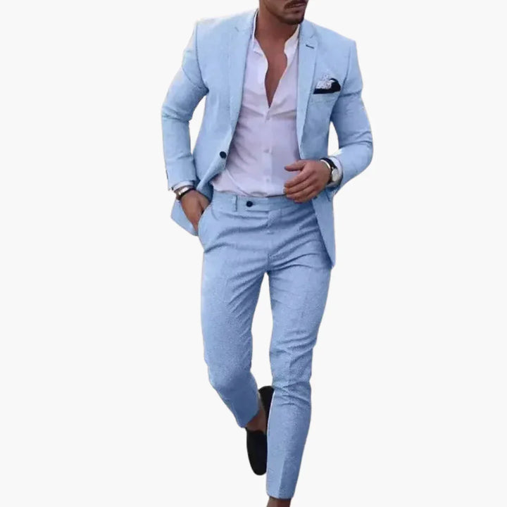 Męski garnitur dwuczęściowy z marynarką i dopasowanymi spodniami