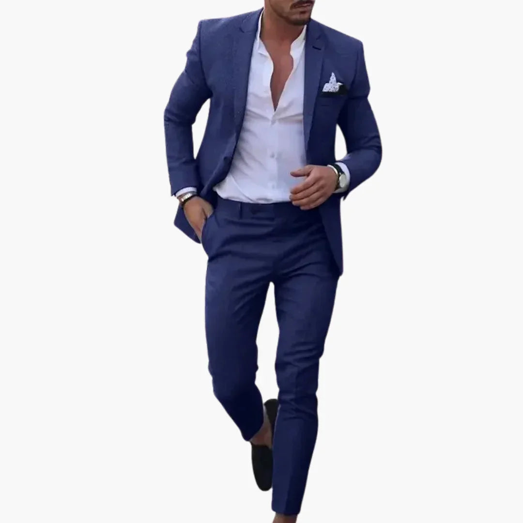Męski garnitur dwuczęściowy z marynarką i dopasowanymi spodniami