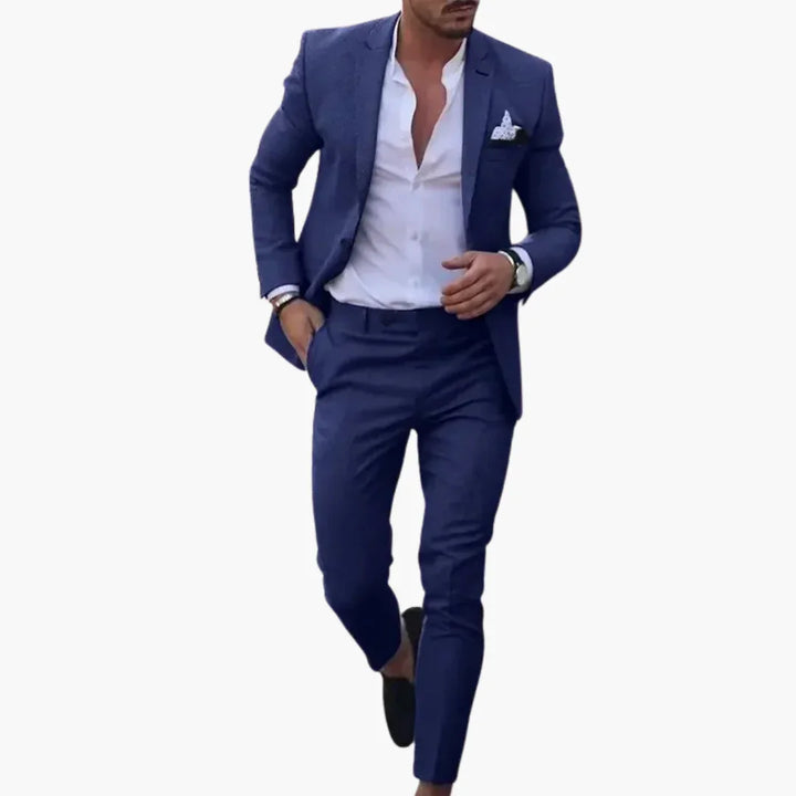 Męski garnitur dwuczęściowy z marynarką i dopasowanymi spodniami